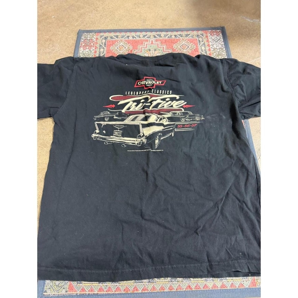 Newport Blue Chevrolet Tri-Five Classic Car Graphic T-Shirt Mens Medium Black